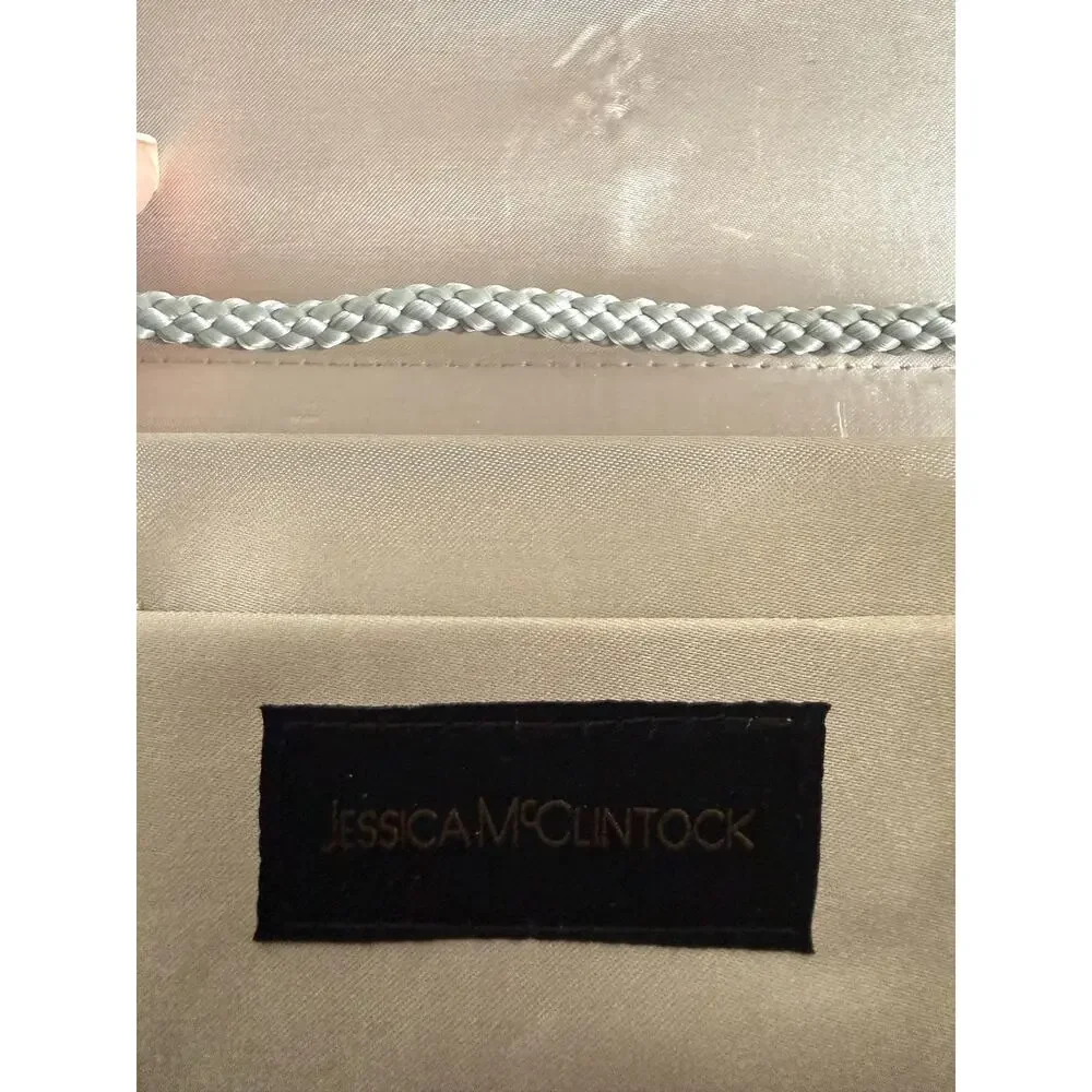 90's vintage silver satin prom bridal y2k clutch bag purse Jessica McClintock